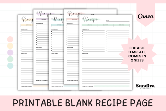 Blank Recipe Page Canva Template 4: Your Recipe Keeper