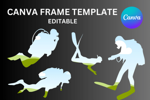 Scuba Diver Silhouette Canva Frame: Dive into Dynamic Design
