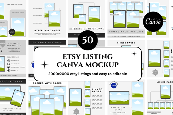 Streamline Your Etsy Shop: 50 Canva Mockup Templates